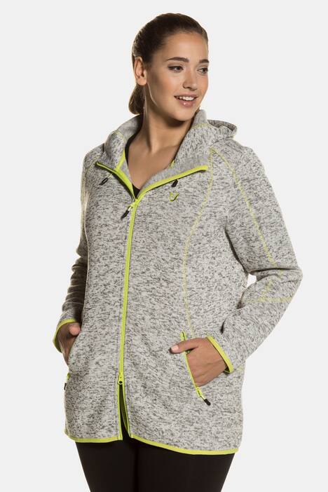 Strickfleece-Jacke, farbiger 2-Wege-Reißverschluss
