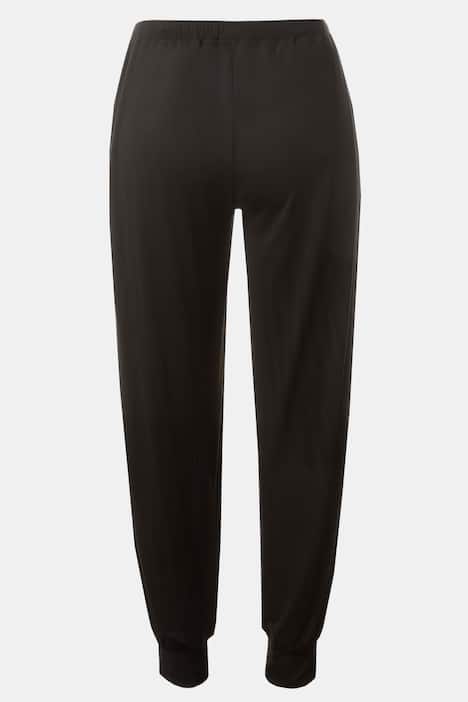 Drawstring Stretch Knit Elastic Waist Ribbed Hem Joggers