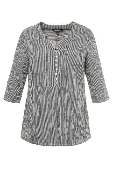 Stripe Pintuck Textured Button Front Blouse