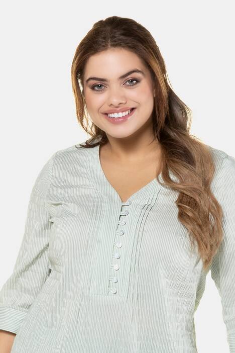 Stripe Pintuck Textured Button Front Blouse