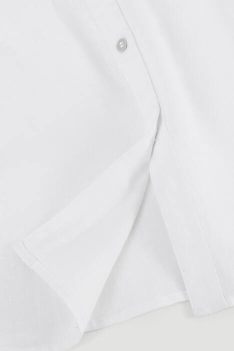 Pintuck Button Front Linen Blouse