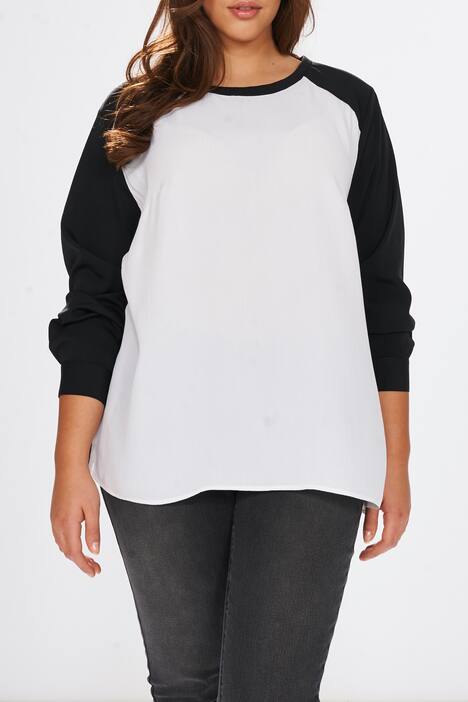 Shirt, langarm, Blusenstoff, Knopfleiste hinten