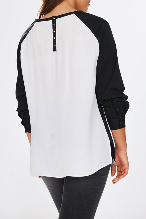 Shirt, langarm, Blusenstoff, Knopfleiste hinten