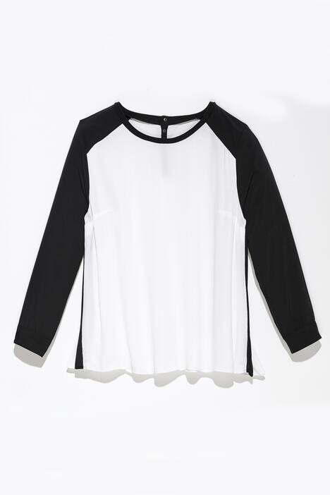 Shirt, langarm, Blusenstoff, Knopfleiste hinten