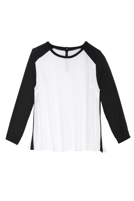 Shirt, langarm, Blusenstoff, Knopfleiste hinten