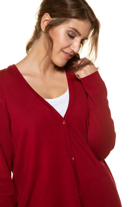 Cardigan, tiefer V-Ausschnitt, Feinstrick