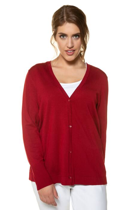 Cardigan, tiefer V-Ausschnitt, Feinstrick