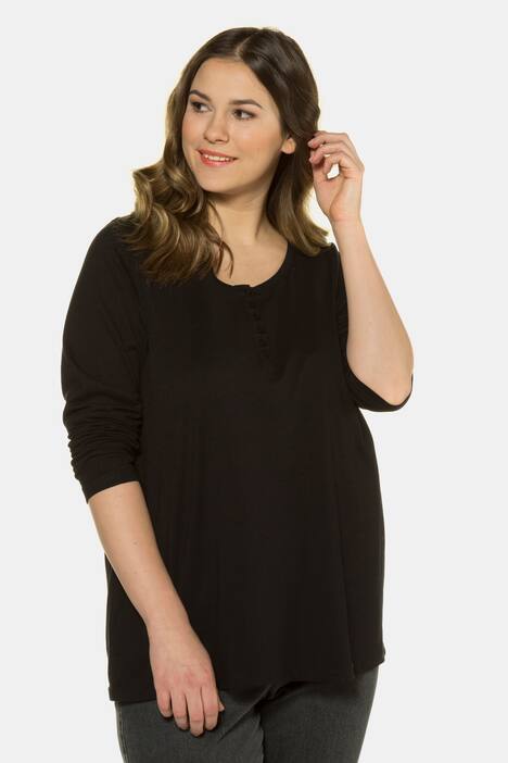 Basic-Shirt, Knopfleiste, Regular, Rundhalsausschnitt