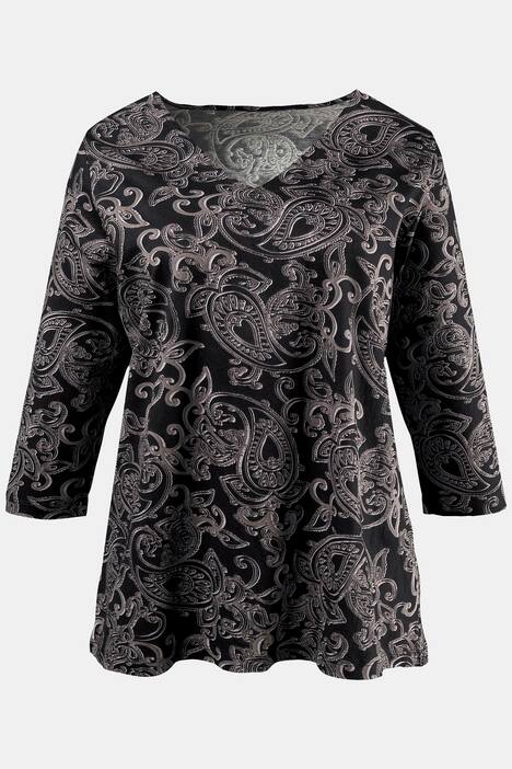 Shirt, Paisley, V-Ausschnitt, Relaxed
