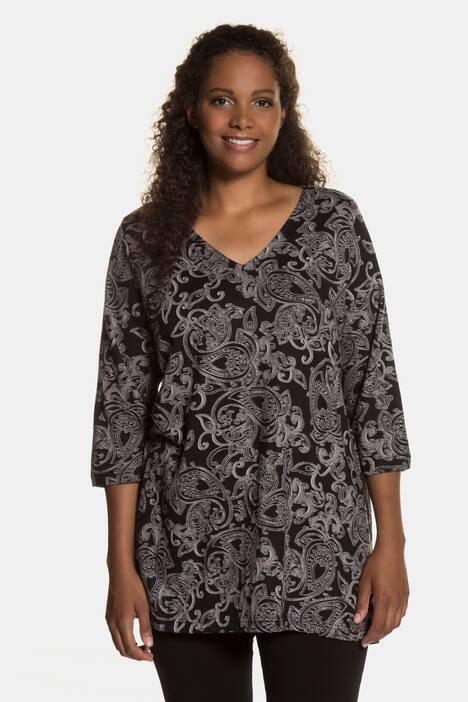 Shirt, Paisley, V-Ausschnitt, Relaxed