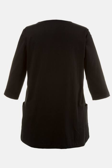 Longshirt, relaxed, V-Ausschnitt, reine Baumwolle