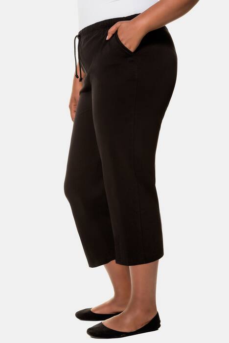 Stretch Knit Drawstring Elastic Waist Cropped Pants