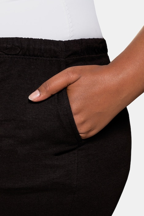 Stretch Knit Drawstring Elastic Waist Cropped Pants