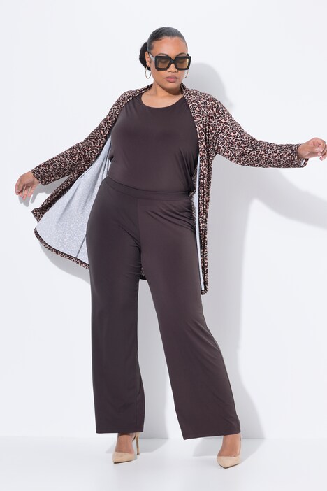Jersey broek, wijde pijpen, elastische tailleband, tot maat 66/68