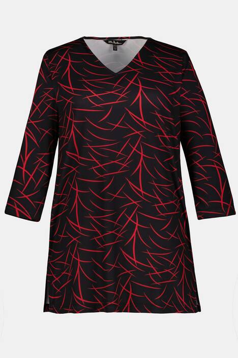 Matte Jersey V-Neck Three Quarter Sleeve Knit Tunic