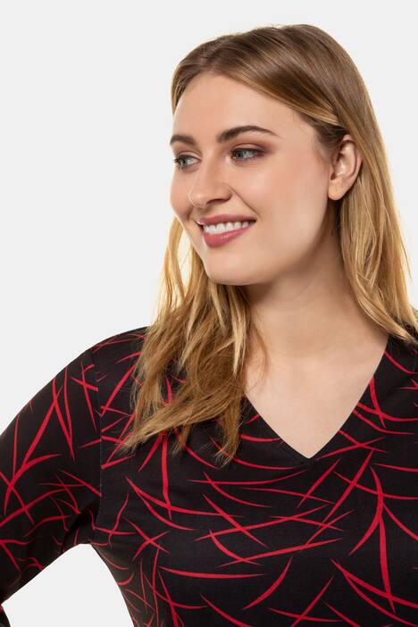 Matte Jersey V-Neck Three Quarter Sleeve Knit Tunic