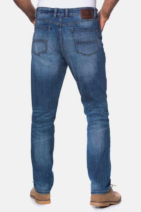 Jeans, 5-Pocket, Straight Fit, etwas tiefere Leibhöhe, robuster Denim, Stretch