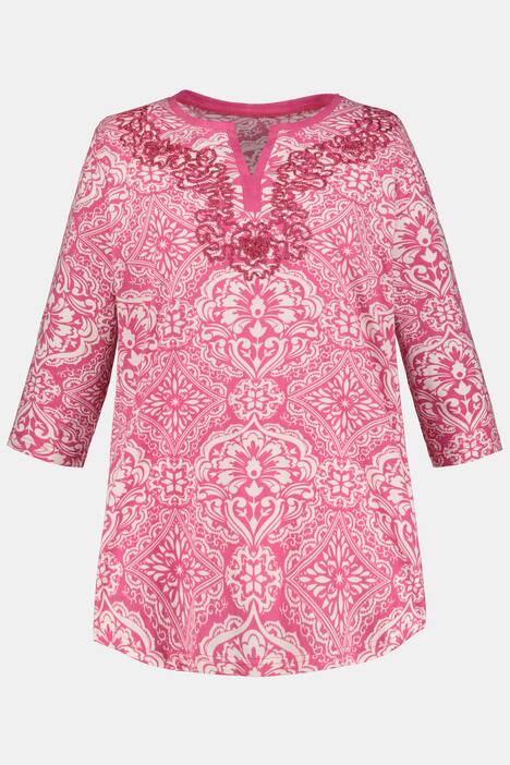 Longshirt, Kordel-Stickerei, Tunika-Ausschnitt, 3/4-Arm