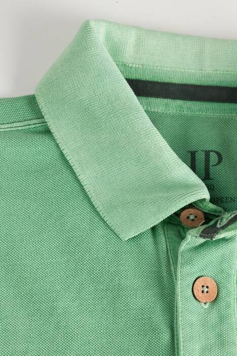 Poloshirt mit geblümtem Unterkragen, Stickerei auf der Brust, Colornähten
