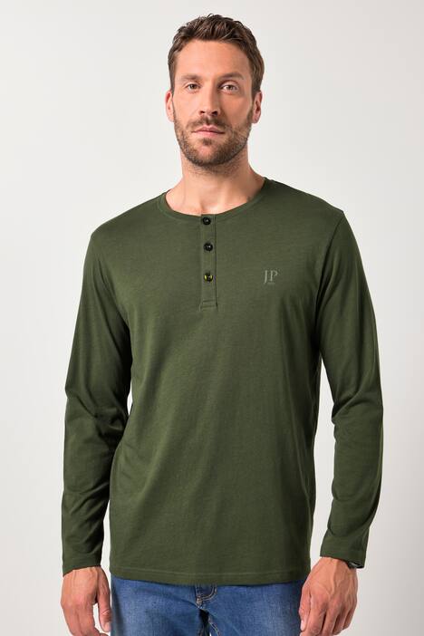 JP1880 Henley, Basic, Shirt, Langarm, Knopfleiste, bis 8XL