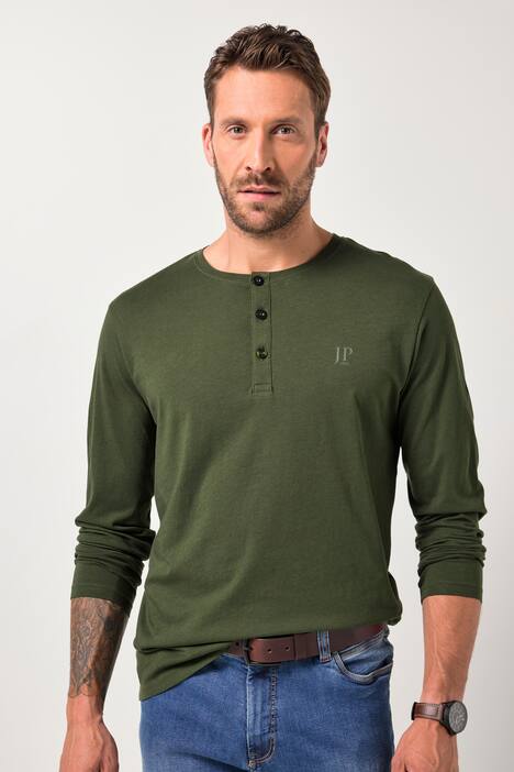 JP1880 Henley, Basic, Shirt, Langarm, Knopfleiste, bis 8XL