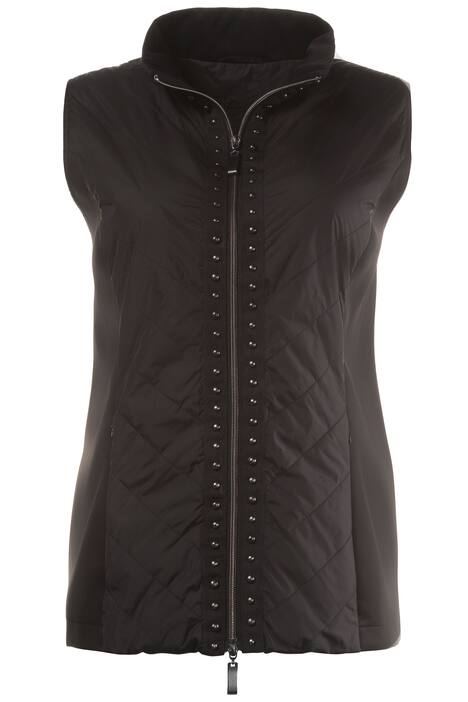 Stud Ribbon Trim Zip Vest
