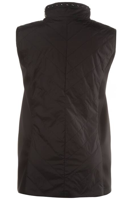 Stud Ribbon Trim Zip Vest
