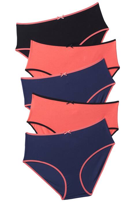Slips, Kontrastbündchen, 5er-Pack, Baumwolle