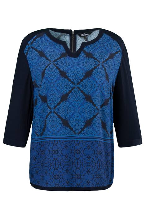 Mixed Pattern Border Print Blouse