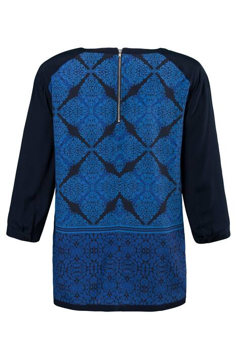 Mixed Pattern Border Print Blouse