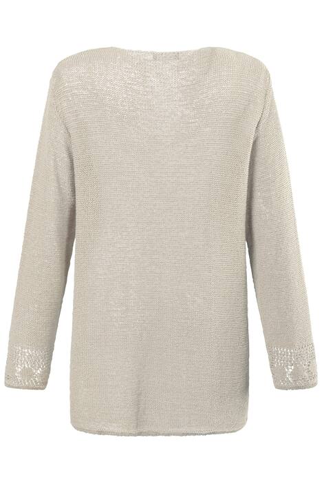 Pullover, Ajourmuster, leicht transparent, Bändchengarn