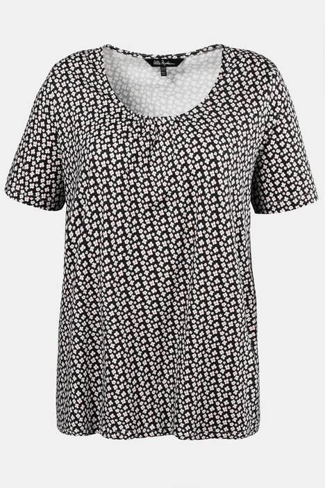 Shirt, Blütenmuster, Raffung, A-Linie