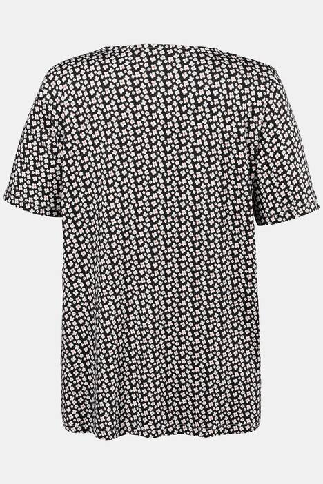 Shirt, Blütenmuster, Raffung, A-Linie