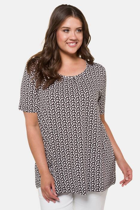 Shirt, Blütenmuster, Raffung, A-Linie