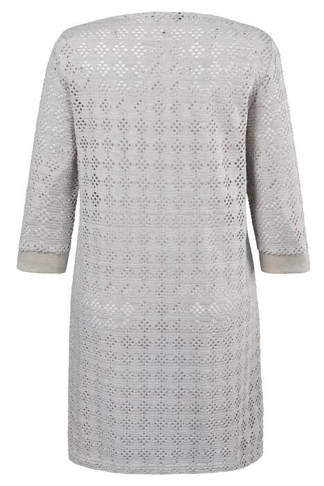 Strickjacke, Ajourmuster, Blütendruck, langes Modell