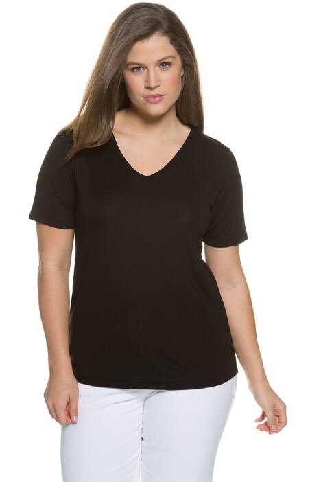 T-Shirt, V-Ausschnitt, Slim, kürzere Form, Öko-Tex 100