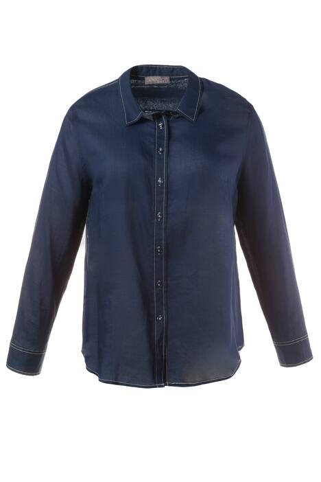 Contrast Stitch Ramie Blouse