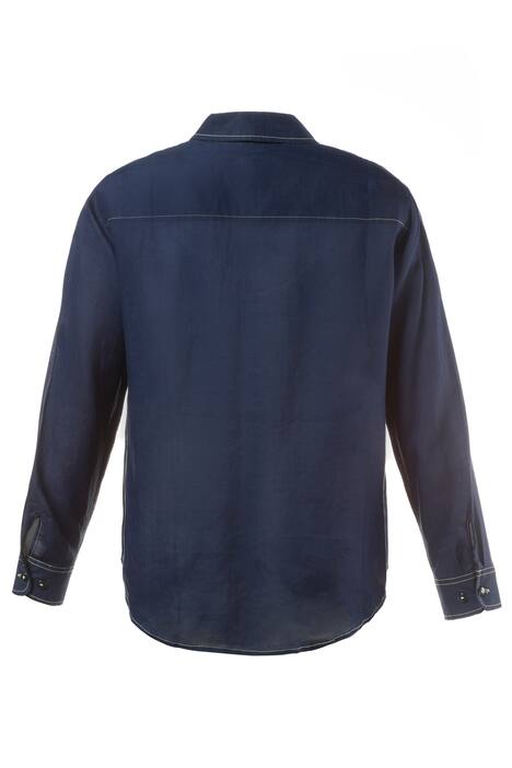 Contrast Stitch Ramie Blouse