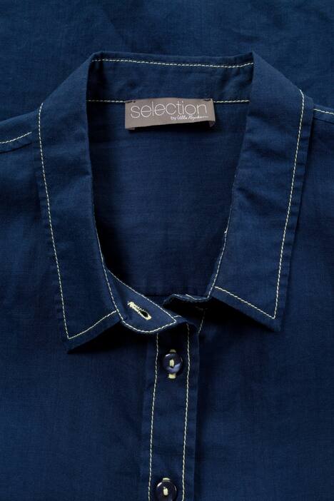 Contrast Stitch Ramie Blouse
