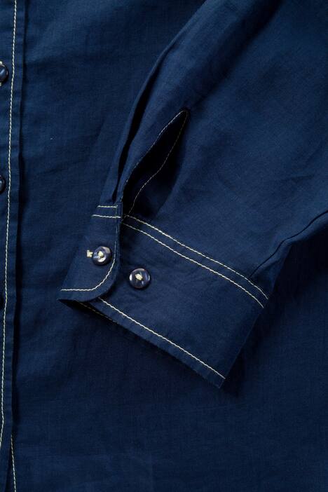 Contrast Stitch Ramie Blouse