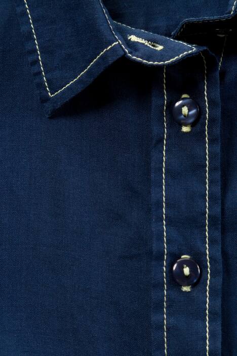 Contrast Stitch Ramie Blouse