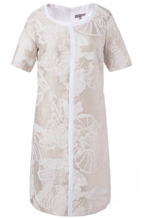 Linen Blend Crinkle Print Dress