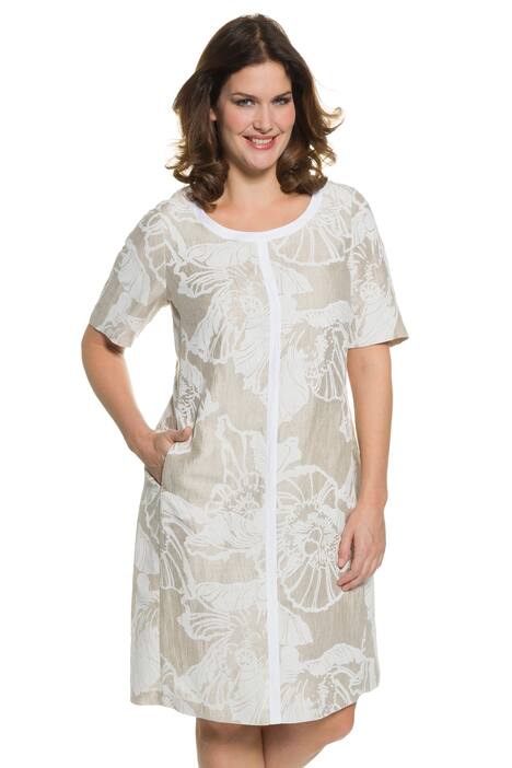 Linen Blend Crinkle Print Dress