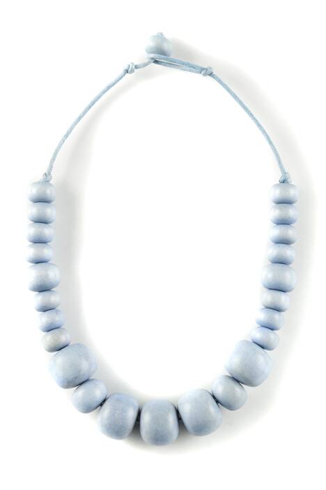 Wooden necklace with button closure