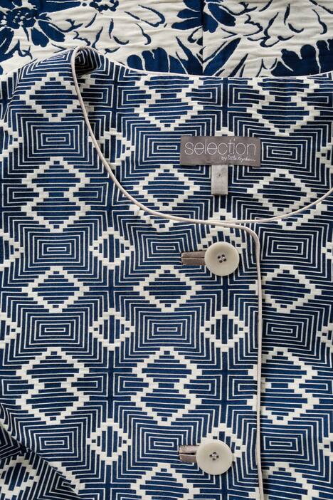 Jacke, kragenlos, Jacquardqualität, 3/4-Arm