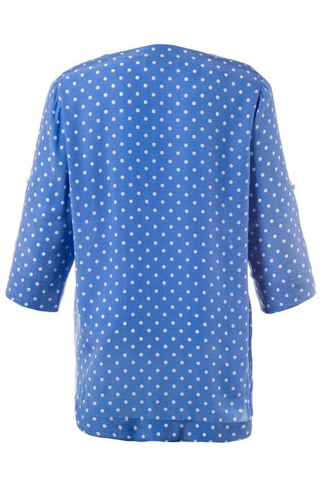 V-Neck Roll Sleeve Dot Three Quarter Sleeve Cupro Blouse