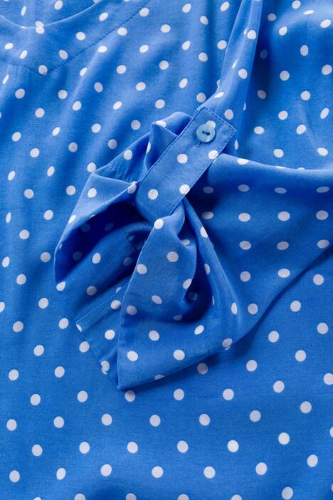 V-Neck Roll Sleeve Dot Three Quarter Sleeve Cupro Blouse