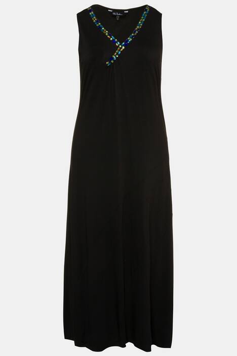 Kleid, Glitzersteine, A-Linie, Rundhalsausschnitt, ärmellos