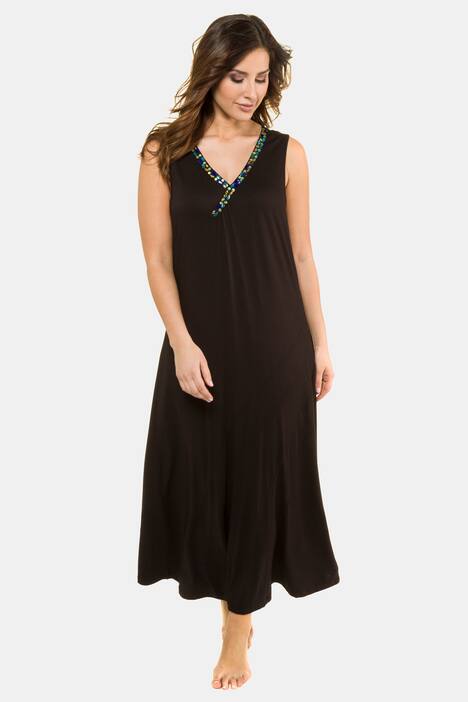 Kleid, Glitzersteine, A-Linie, Rundhalsausschnitt, ärmellos