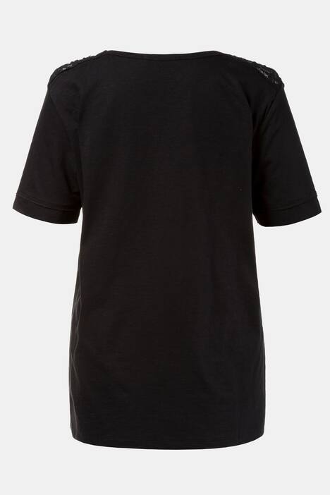 T-Shirt, Spitzenborten, Flammjersey, Biobaumwolle